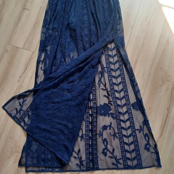 Nordstrom Socialite Lace Overlay Romper Midnight Blue XS - Picture 11 of 14